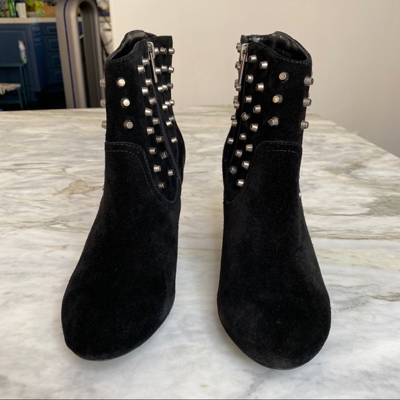 JESSICA SIMPSON Odette Studded Black Suede Ankle Boots Booties - Picture 3 of 5